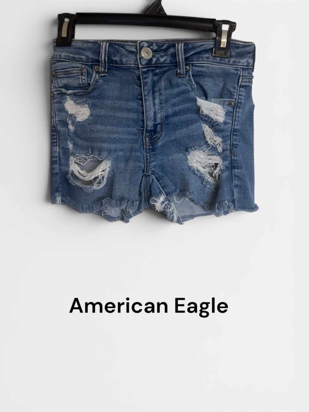 American Eagle HI-RISE SHORTIE Distressed Jean SHORTS   SIZE: 0    #F